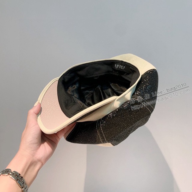 Gucci珍珠紋多片拼接女帽 古馳2021秋冬新款八角帽 古琦畫家帽  mmj1635